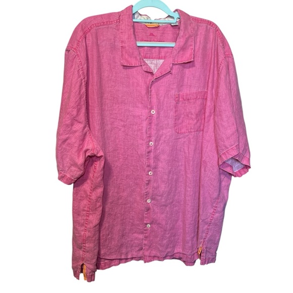 TOMMY BAHAMA Big & Tall Short Sleeve Linen Summer Cruise Button Up Easter Golf - Picture 1 of 10